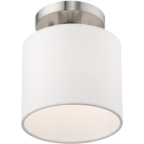 1 Light Brushed Nickel Ceiling Light fixture with Steel base material-Lighting LumensFlush Mount Ceiling Lights