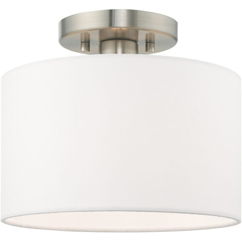 1 Light Brushed Nickel Ceiling Light fixture with Steel base material-Lighting LumensFlush Mount Ceiling Lights