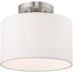 1 Light Brushed Nickel Ceiling Light fixture with Steel base material-Lighting LumensFlush Mount Ceiling Lights