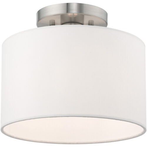 1 Light Brushed Nickel Ceiling Light fixture with Steel base material-Lighting LumensFlush Mount Ceiling Lights