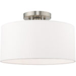 1 Light Brushed Nickel Ceiling Light fixture with Steel base material-Lighting LumensFlush Mount Ceiling Lights