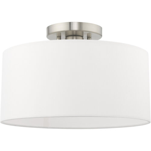 1 Light Brushed Nickel Ceiling Light fixture with Steel base material-Lighting LumensFlush Mount Ceiling Lights