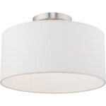 1 Light Brushed Nickel Ceiling Light fixture with Steel base material-Lighting LumensFlush Mount Ceiling Lights