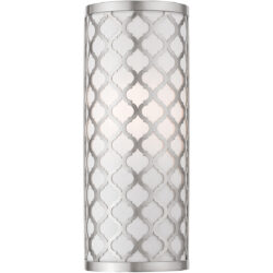 5.125 inch 1 Light Brushed Nickel ADA Wall Sconce with Hand Crafted Off-White Fabric Outside & White Fabric Inside Hardback Shade Shade-Lighting LumensWall Sconces