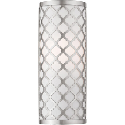 5.125 inch 1 Light Brushed Nickel ADA Wall Sconce with Hand Crafted Off-White Fabric Outside & White Fabric Inside Hardback Shade Shade-Lighting LumensWall Sconces