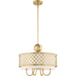 5 Light SG Pendant Chandelier with Hand Crafted Off-White Fabric Shade-Lighting LumensChandeliers