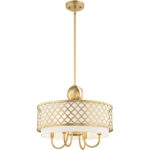 5 Light SG Pendant Chandelier with Hand Crafted Off-White Fabric Shade-Lighting LumensChandeliers