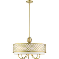 6 Light SG Pendant Chandelier with Hand Crafted Off-White Fabric Shade-Lighting LumensChandeliers