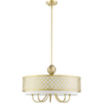 6 Light SG Pendant Chandelier with Hand Crafted Off-White Fabric Shade-Lighting LumensChandeliers