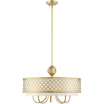 6 Light SG Pendant Chandelier with Hand Crafted Off-White Fabric Shade-Lighting LumensChandeliers