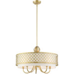 6 Light SG Pendant Chandelier with Hand Crafted Off-White Fabric Shade-Lighting LumensChandeliers