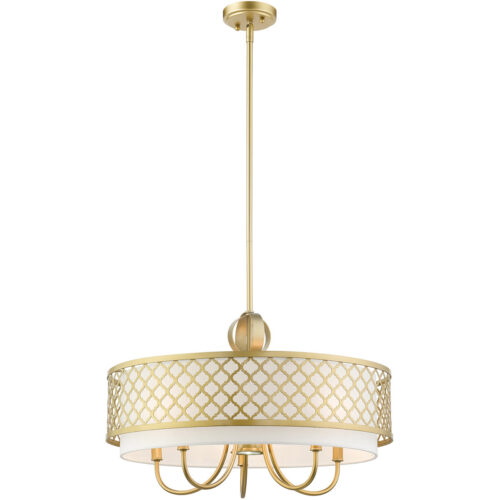 6 Light SG Pendant Chandelier with Hand Crafted Off-White Fabric Shade-Lighting LumensChandeliers