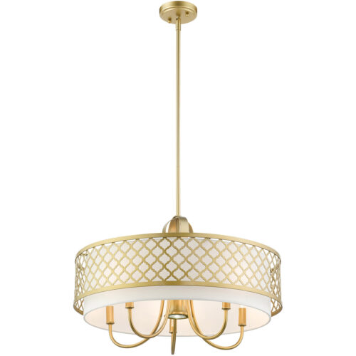 6 Light SG Pendant Chandelier with Hand Crafted Off-White Fabric Shade-Lighting LumensChandeliers