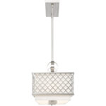 12.5 inch 6 Light Brushed Nickel Linear Chandelier with Hand Crafted Off-White Fabric Shade-Lighting LumensChandeliers