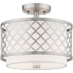 2 Light Brushed Nickel Ceiling Light fixture with Steel base material-Lighting LumensFlush Mount Ceiling Lights