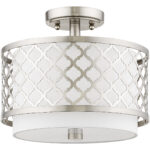 2 Light Brushed Nickel Ceiling Light fixture with Steel base material-Lighting LumensFlush Mount Ceiling Lights