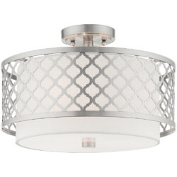 3 Light Brushed Nickel Ceiling Light fixture with Steel base material-Lighting LumensFlush Mount Ceiling Lights