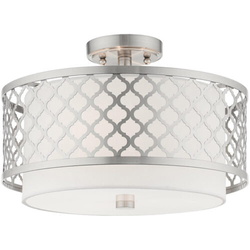 3 Light Brushed Nickel Ceiling Light fixture with Steel base material-Lighting LumensFlush Mount Ceiling Lights