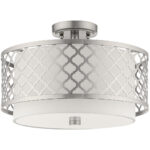 3 Light Brushed Nickel Ceiling Light fixture with Steel base material-Lighting LumensFlush Mount Ceiling Lights