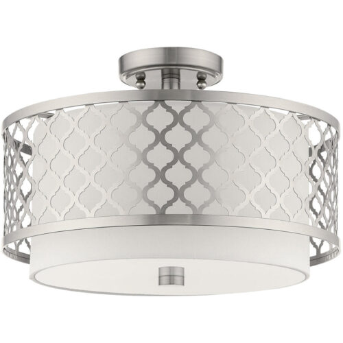 3 Light Brushed Nickel Ceiling Light fixture with Steel base material-Lighting LumensFlush Mount Ceiling Lights