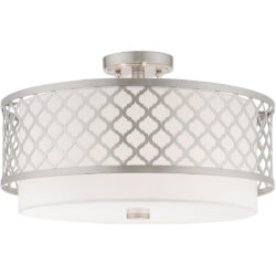 3 Light Brushed Nickel Ceiling Light fixture with Steel base material-Lighting LumensFlush Mount Ceiling Lights