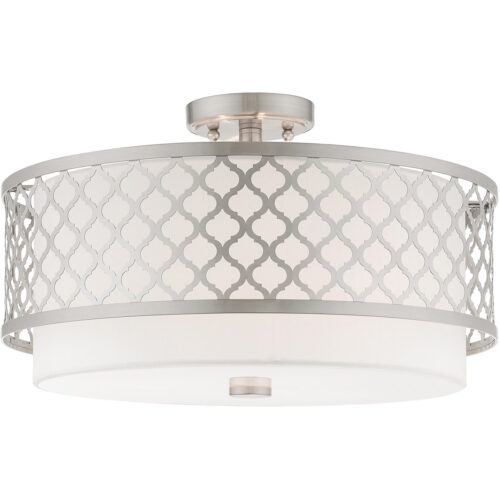 3 Light Brushed Nickel Ceiling Light fixture with Steel base material-Lighting LumensFlush Mount Ceiling Lights