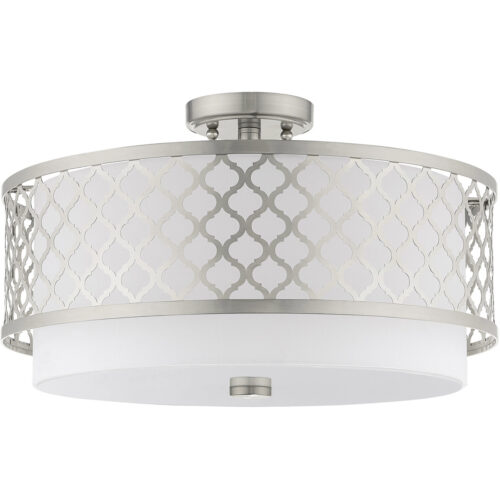 3 Light Brushed Nickel Ceiling Light fixture with Steel base material-Lighting LumensFlush Mount Ceiling Lights