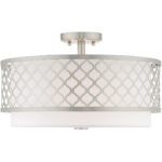 3 Light Brushed Nickel Ceiling Light fixture with Steel base material-Lighting LumensFlush Mount Ceiling Lights