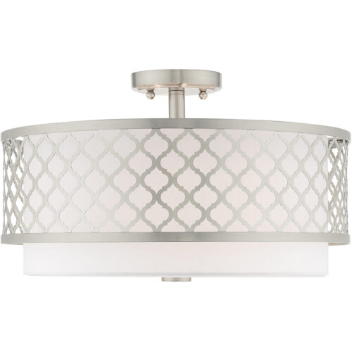 3 Light Brushed Nickel Ceiling Light fixture with Steel base material-Lighting LumensFlush Mount Ceiling Lights