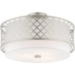 3 Light Brushed Nickel Ceiling Light fixture with Steel base material-Lighting LumensFlush Mount Ceiling Lights