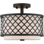 2 Light English Bronze Ceiling Light fixture with Steel base material-Lighting LumensFlush Mount Ceiling Lights