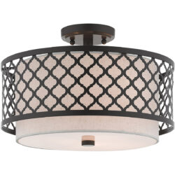 3 Light English Bronze Ceiling Light fixture with Steel base material-Lighting LumensFlush Mount Ceiling Lights