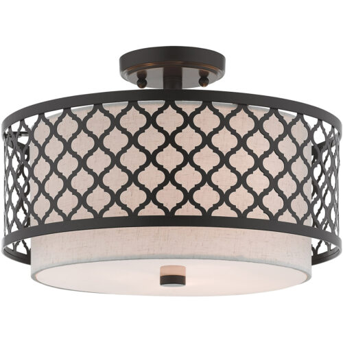 3 Light English Bronze Ceiling Light fixture with Steel base material-Lighting LumensFlush Mount Ceiling Lights