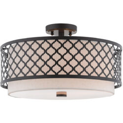 3 Light English Bronze Ceiling Light fixture with Steel base material-Lighting LumensFlush Mount Ceiling Lights