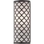 5.125 inch 1 Light English Bronze ADA Wall Sconce with Hand Crafted Oatmeal Color Fabric Outside & White Fabric Inside Hardback Shade Shade-Lighting LumensWall Sconces