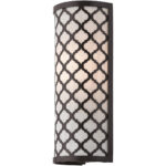 5.125 inch 1 Light English Bronze ADA Wall Sconce with Hand Crafted Oatmeal Color Fabric Outside & White Fabric Inside Hardback Shade Shade-Lighting LumensWall Sconces