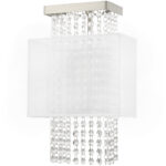 9 inch 1 Light Brushed Nickel ADA Wall Sconce with Clear Crystals/ Hand Crafted Translucent Fabric Shade Shade-Lighting LumensWall Sconces