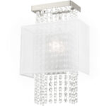 9 inch 1 Light Brushed Nickel ADA Wall Sconce with Clear Crystals/ Hand Crafted Translucent Fabric Shade Shade-Lighting LumensWall Sconces