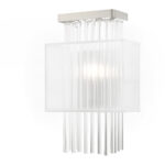 9 inch 1 Light Brushed Nickel ADA Wall Sconce with Clear Crystal Rods/ Hand Crafted Translucent Fabric Shade Shade-Lighting LumensWall Sconces