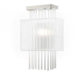 9 inch 1 Light Brushed Nickel ADA Wall Sconce with Clear Crystal Rods/ Hand Crafted Translucent Fabric Shade Shade-Lighting LumensWall Sconces