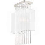 9 inch 1 Light Brushed Nickel ADA Wall Sconce with Clear Crystal Rods/ Hand Crafted Translucent Fabric Shade Shade-Lighting LumensWall Sconces