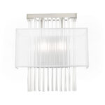 13 inch 2 Light Brushed Nickel ADA Wall Sconce with Clear Crystal Rods/ Hand Crafted Translucent Fabric Shade Shade-Lighting LumensWall Sconces