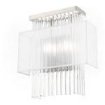 13 inch 2 Light Brushed Nickel ADA Wall Sconce with Clear Crystal Rods/ Hand Crafted Translucent Fabric Shade Shade-Lighting LumensWall Sconces