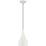 1 Light Shiny White Mini Pendant with Shiny White Metal Shade with Gold Finish Inside Shade-Lighting LumensPendant Lights