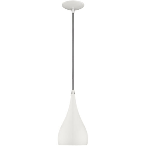 1 Light Shiny White Mini Pendant with Shiny White Metal Shade with Gold Finish Inside Shade-Lighting LumensPendant Lights