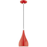 1 Light Shiny Red Mini Pendant with Shiny Red Metal Shade with Shiny White Finish Inside Shade-Lighting LumensPendant Lights