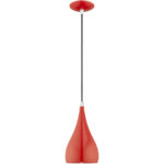 1 Light Shiny Red Mini Pendant with Shiny Red Metal Shade with Shiny White Finish Inside Shade-Lighting LumensPendant Lights