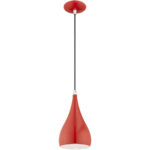 1 Light Shiny Red Mini Pendant with Shiny Red Metal Shade with Shiny White Finish Inside Shade-Lighting LumensPendant Lights