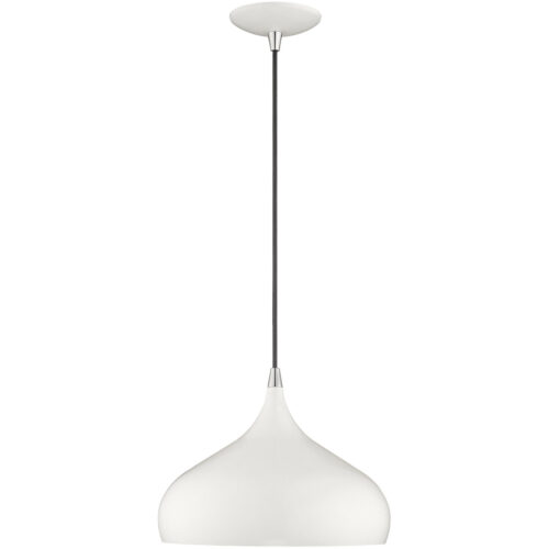 1 Light Shiny White Mini Pendant with Shiny White Metal Shade with Gold Finish Inside Shade-Lighting LumensPendant Lights