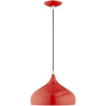 1 Light Shiny Red Mini Pendant with Shiny Red Metal Shade with Shiny White Finish Inside Shade-Lighting LumensPendant Lights